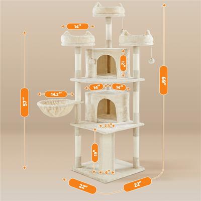 Show full view: Yaheetech 69-in Multi-Level Cat Tree, Beige slide 5 of 9