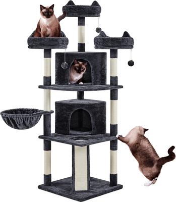 Show full view: Yaheetech 69-in Multi-Level Cat Tree, Black slide 2 of 8