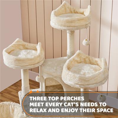 Show full view: Yaheetech 69-in Multi-Level Cat Tree, Beige slide 7 of 9