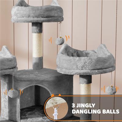 Show full view: Yaheetech 69-in Multi-Level Cat Tree, Light Gray slide 4 of 8