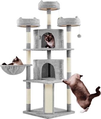 Show full view: Yaheetech 69-in Multi-Level Cat Tree, Light Gray slide 2 of 8