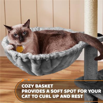 Show full view: Yaheetech 69-in Multi-Level Cat Tree, Light Gray slide 6 of 8