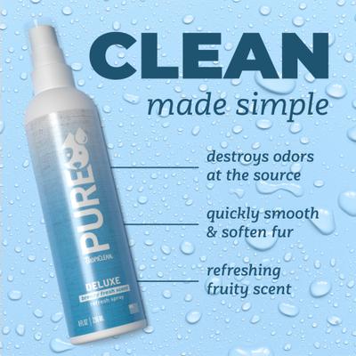 Show full view: TropiClean PURE Berry Fresh Deluxe 2-in-1 Dog Deodorizing Perfume Spray, 8-fl oz bottle slide 4 of 8