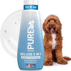 TropiClean PURE Breezy Fresh Deluxe 2-in-1 Oatmeal Dog Shampoo & Conditioner, 22-fl oz bottle