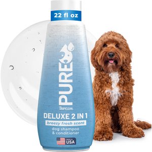 TropiClean PURE Breezy Fresh Deluxe 2-in-1 Oatmeal Dog Shampoo & Conditioner, 22-fl oz bottle