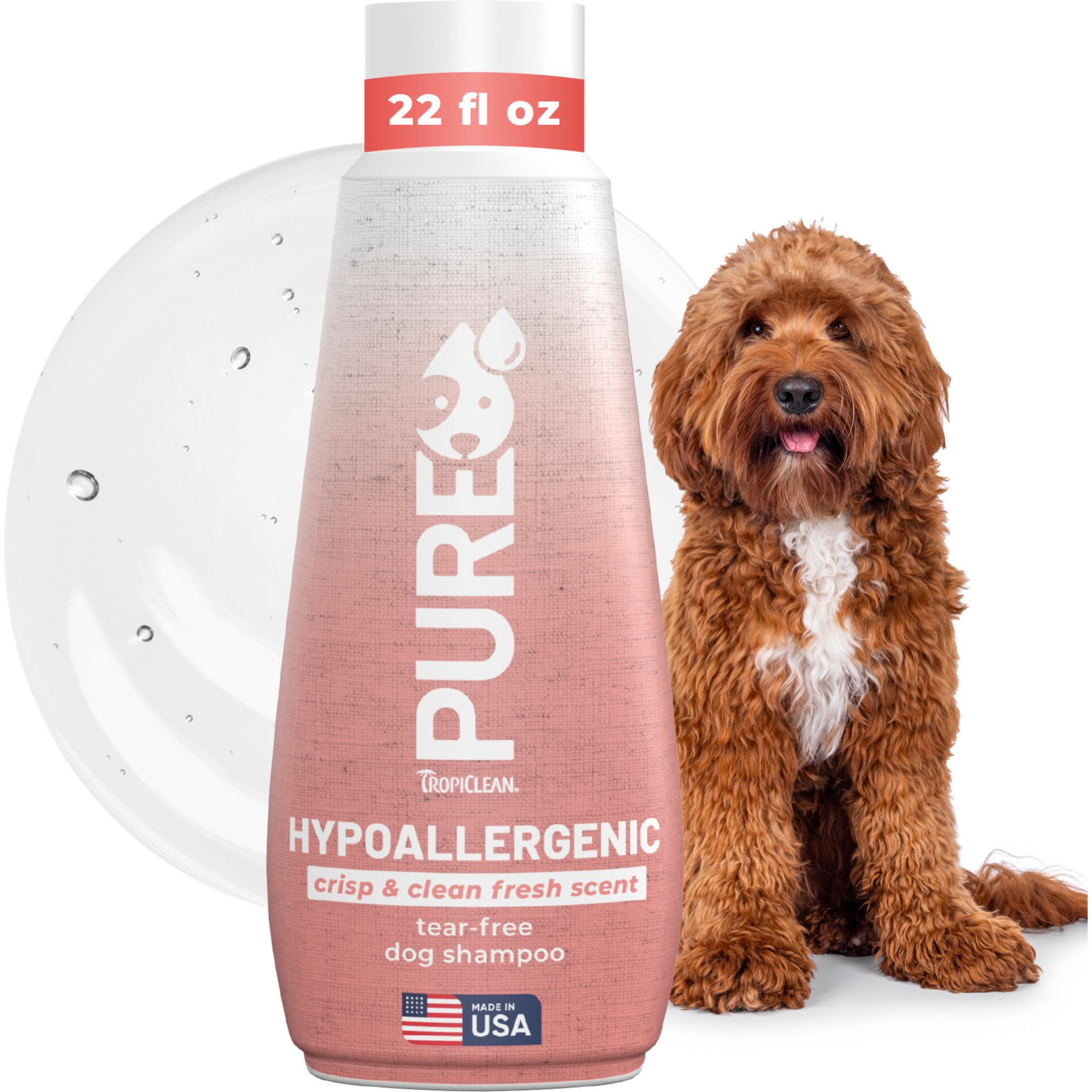 TropiClean PURE Crisp & Clean Fresh Hypoallergenic Dog Shampoo, 22-fl oz bottle
