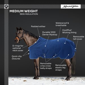 Kensington Protective Products Signature Medium Weight Horse Turnout Blanket, 60-in, Navy
