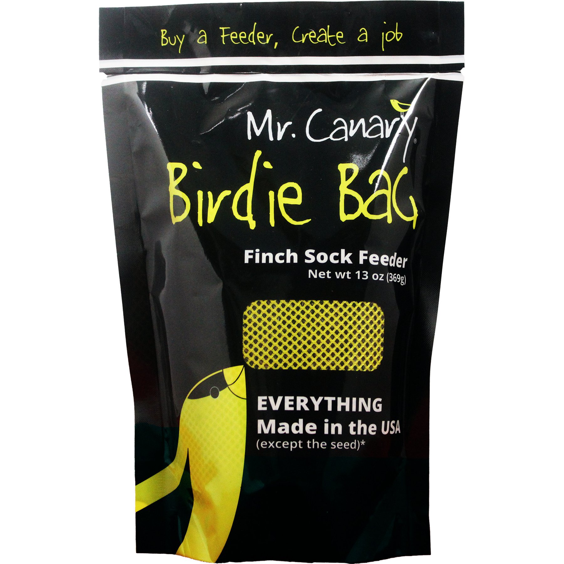 Mr. Canary Co. Birdie Bag Finch Sock Feeder, Yellow, 13-oz