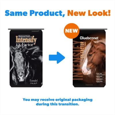 Show full view: Bluebonnet Feeds Intensify Ex-Factor Low Sugar, Low Starch Horse Feed, 40-lb bag slide 2 of 7