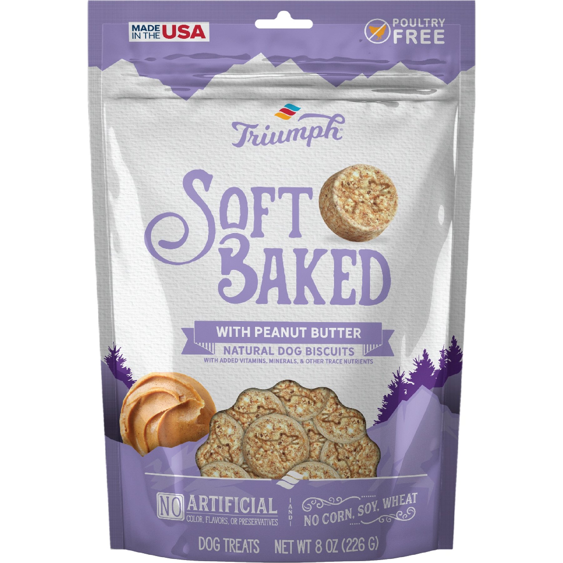 Triumph Soft Baked with Peabut Butter Natural Biscuits Dog Treats, 8-oz bag