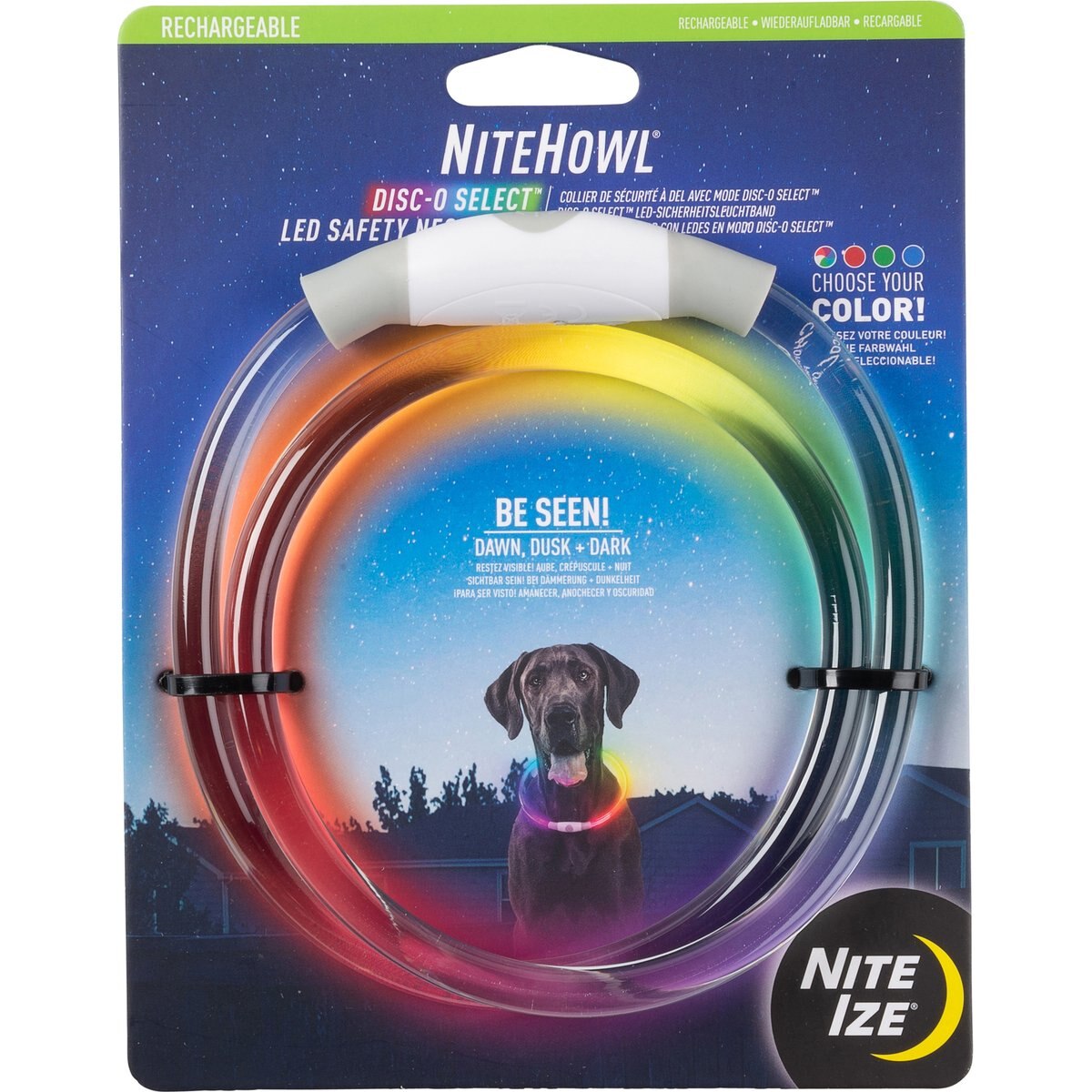 Nite Ize NiteHowl LED Rechargeable Safety Necklace Dog Collar, 12 to 27-in neck, 3/10-in wide