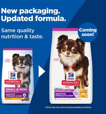 Show full view: Hill's Science Diet Adult Sensitive Stomach & Sensitive Skin Small Breed & Mini Breed Chicken Recipe Dry Dog Food, 15-lb bag slide 3 of 13