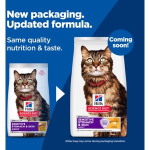 Hill's Science Diet Adult Sensitive Stomach & Sensitive Skin Chicken & Rice Recipe Dry Cat Food, 15.5-lb bag