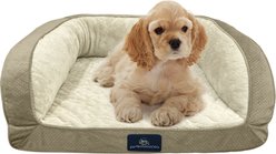 Serta Quilted Orthopedic Bolster Couch Dog & Cat Bed with Removable Cover, Tan, Medium slide 2 of 6