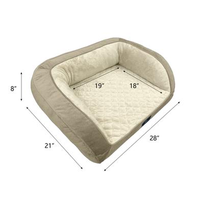 Show full view: Serta Quilted Orthopedic Bolster Couch Dog & Cat Bed with Removable Cover, Tan, Medium slide 6 of 7