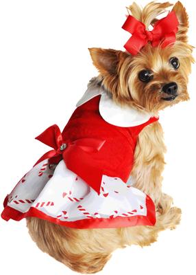 Show full view: Doggie Design Holiday Candy Canes Dog Harness Dress, Red & White, Large slide 2 of 5