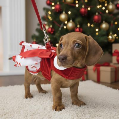 Show full view: Doggie Design Holiday Candy Canes Dog Harness Dress, Red & White, Large slide 3 of 5