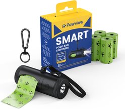 Pawview Poop Bag Holder with Bags, Flashlight Dispenser & Carabiner Clip, Lavender Scent, 60 count, Black