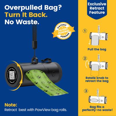Show full view: Pawview Poop Bag Holder with Bags, Flashlight Dispenser & Carabiner Clip, Lavender Scent, 60 count, Black slide 5 of 9