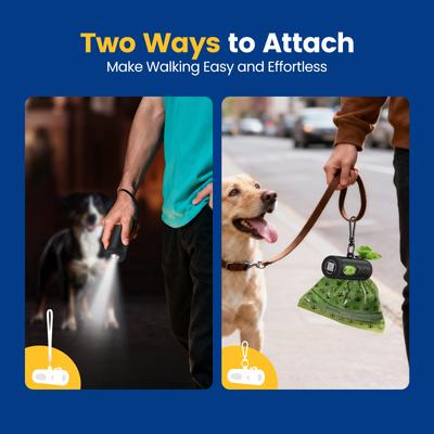 Show full view: Pawview Poop Bag Holder with Bags, Flashlight Dispenser & Carabiner Clip, Lavender Scent, 60 count, Black slide 3 of 9