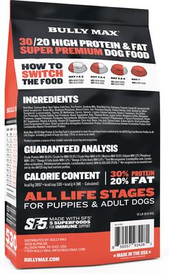 Show full view: Bully Max 30/20 High Protein & Fat Beef Flavored Dry Dog Food, 15-lb bag slide 3 of 10