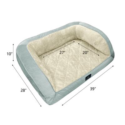 Show full view: Serta Quilted Orthopedic Bolster Couch Dog & Cat Bed with Removable Cover, Blue, Large slide 6 of 7