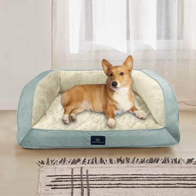 Show full view: Serta Quilted Orthopedic Bolster Couch Dog & Cat Bed with Removable Cover, Blue, Large slide 4 of 7