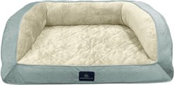 Serta Quilted Orthopedic Bolster Couch Dog & Cat Bed with Removable Cover, Blue, Large