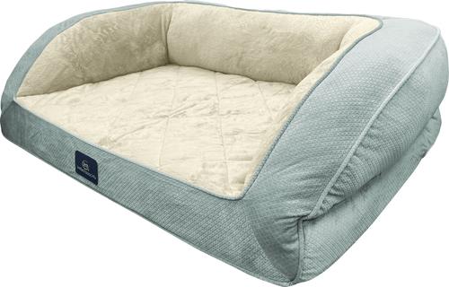Show full view: Serta Quilted Orthopedic Bolster Couch Dog & Cat Bed with Removable Cover, Blue, Large slide 2 of 7