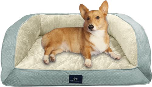 Show full view: Serta Quilted Orthopedic Bolster Couch Dog & Cat Bed with Removable Cover, Blue, Large slide 5 of 7