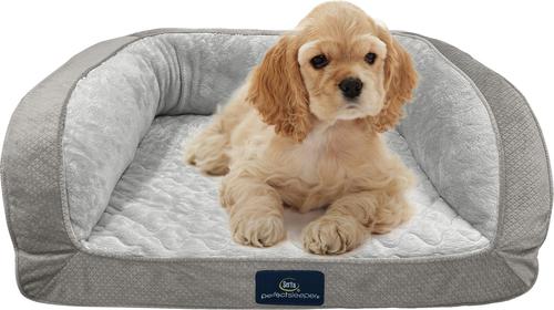 Show full view: Serta Quilted Orthopedic Bolster Couch Dog & Cat Bed with Removable Cover, Gray, Medium slide 5 of 7