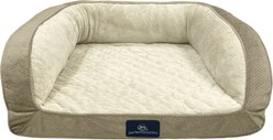 Serta Quilted Orthopedic Bolster Couch Dog & Cat Bed with Removable Cover, Tan, Medium