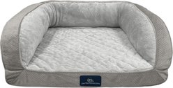Serta Quilted Orthopedic Bolster Couch Dog & Cat Bed with Removable Cover, Gray, Medium