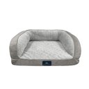 Serta Quilted Orthopedic Bolster Couch Dog & Cat Bed with Removable Cover, Gray, Medium