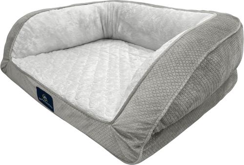Show full view: Serta Quilted Orthopedic Bolster Couch Dog & Cat Bed with Removable Cover, Gray, Medium slide 2 of 7