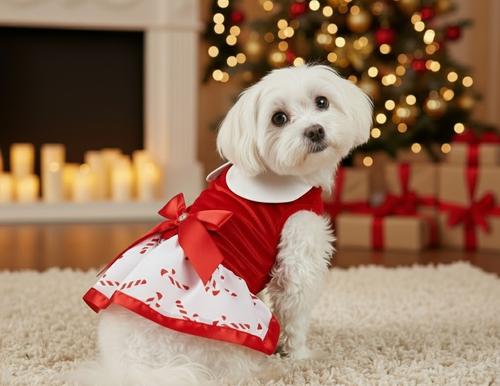 Show full view: Doggie Design Holiday Candy Canes Dog Harness Dress, Red & White, Large slide 5 of 5