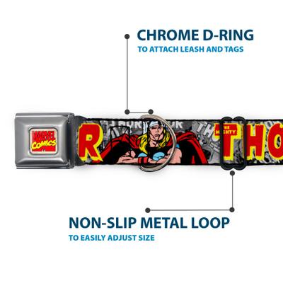 Show full view: Buckle-Down Marvel Comics The Mighty Thor Action Poses Dog Collar, Medium: 11 to 16.5-in neck, 1-in wide slide 5 of 8