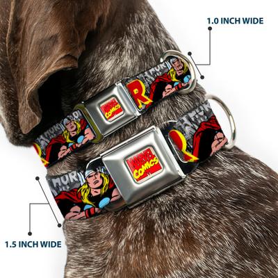 Show full view: Buckle-Down Marvel Comics The Mighty Thor Action Poses Dog Collar, Medium: 11 to 16.5-in neck, 1-in wide slide 2 of 8