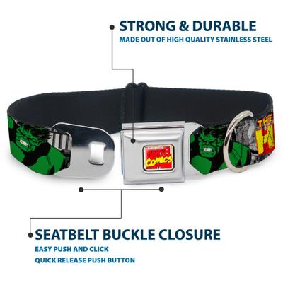 Show full view: Buckle-Down Marvel Comics The Incredible Hulk Action Poses Dog Collar, Large: 20 to 31-in neck, 1.5-in wide slide 4 of 8