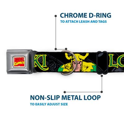 Show full view: Buckle-Down Marvel Comics Loki in Action Dog Collar, Small: 9.5 to 13-in neck, 1-in wide slide 5 of 8