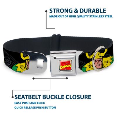 Show full view: Buckle-Down Marvel Comics Loki in Action Dog Collar, Small: 9.5 to 13-in neck, 1-in wide slide 4 of 8