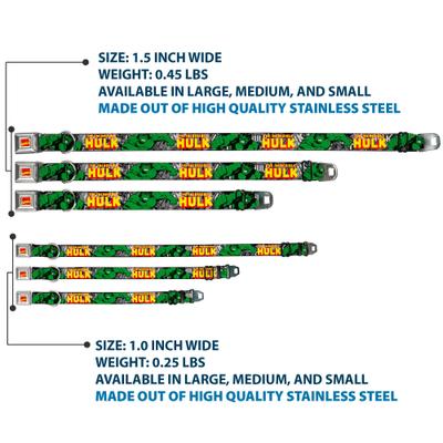 Show full view: Buckle-Down Marvel Comics The Incredible Hulk Action Poses Dog Collar, Large: 20 to 31-in neck, 1.5-in wide slide 3 of 8
