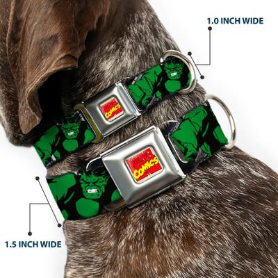 Show full view: Buckle-Down Marvel Comics The Incredible Hulk Action Poses Dog Collar, Large: 20 to 31-in neck, 1.5-in wide slide 2 of 8