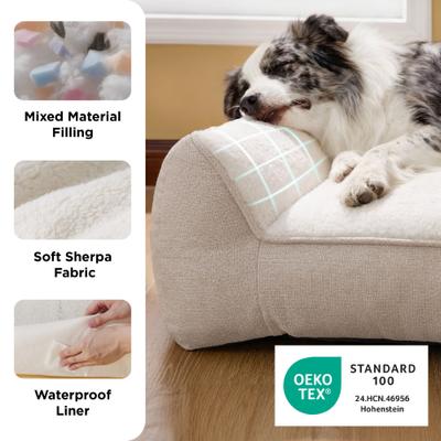 Show full view: Bedsure Orthopedic Extra Thick Supportive Dog Bed with Waterproof Washable Cover, Beige, X-Large slide 4 of 8