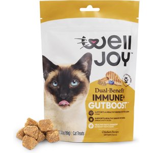 WellJoy Immune Chicken Grain-Free Soft & Chewy Cat Treats, 3.2-oz pouch, 120 count