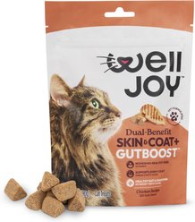 WellJoy Skin & Coat + GutBoost Chicken Grain-Free Soft & Chewy Cat Treats, 3.2-oz pouch, 120 count
