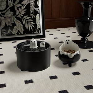 Happy & Polly Gothic Water Fountain & Cat Bowl Set, 50-oz