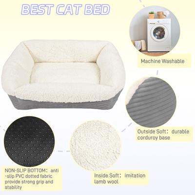 Show full view: Niubya Indoor Furniture Style Sofa Dog & Cat Bed with Slip Resistant Bottom, Grey slide 5 of 10