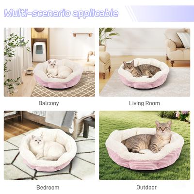 Show full view: Niubya Round Indoor Furniture Style Sofa Dog & Cat Bed with Slip-Resistant Bottom, Pink slide 9 of 10