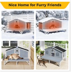 Coziwow Wooden Outdoor Cat House, Grey slide 2 of 9